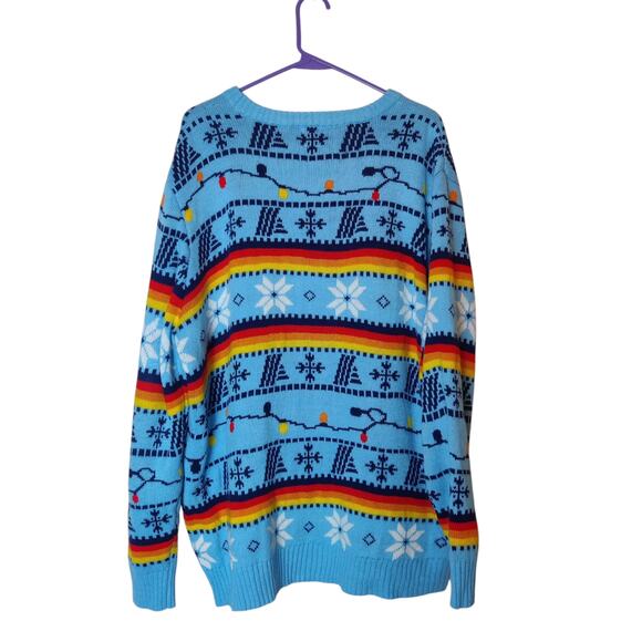 Aldi Gear Holiday Lights Retro Fair Isle Knit Ugly Christmas Sweater Blue XL - Picture 2 of 10